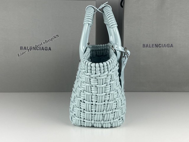 Balenciaga專櫃爆款漆面人造皮革編織敞口托特包 巴黎世家中號Bistro菜籃子包 款號：080807 fyj1271